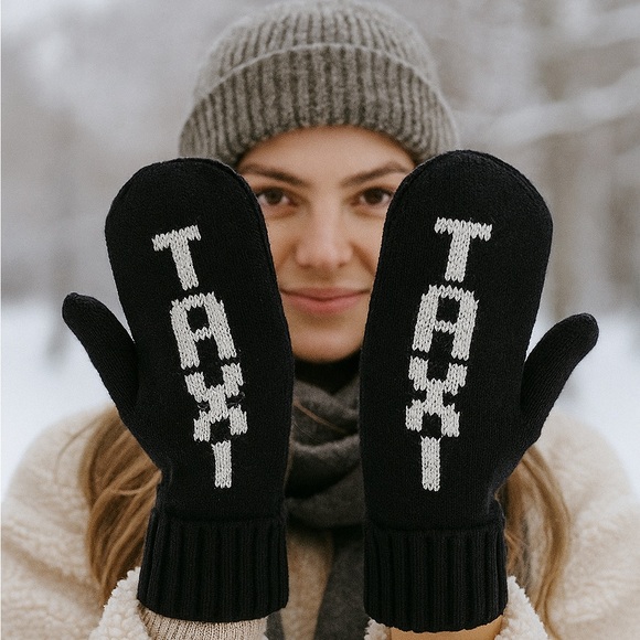 Kate Spade New York “TAXI” Knit Mittens Black & White One Size Brand New! - Picture 3 of 4